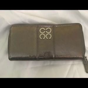 Coach metallic pewter clutch wallet